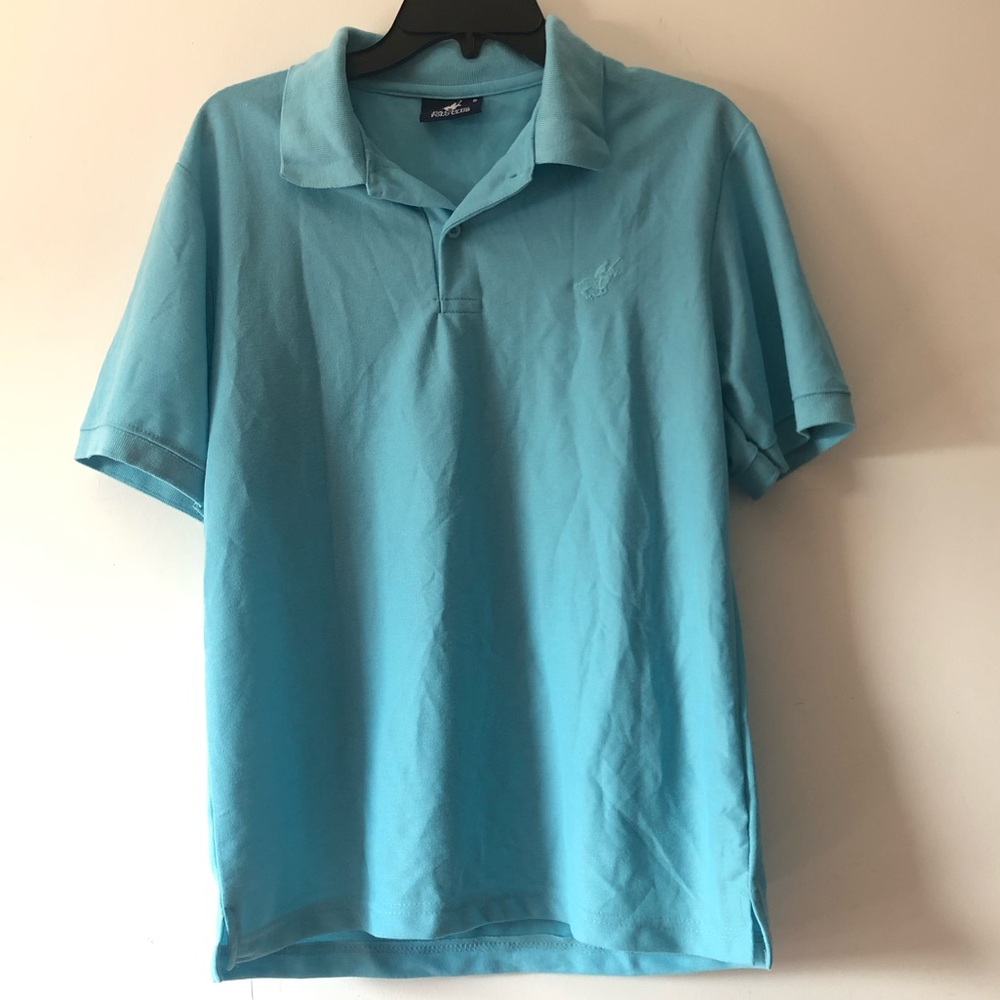 Men's Aqua Blue Polo Shirt with Embroidered Logo (Free Mystery Clothes)